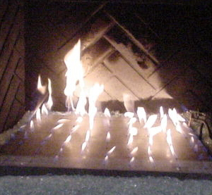burning pan fireplace