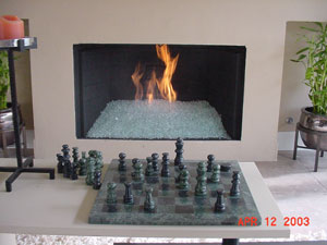 modern fireplace using fire rocks