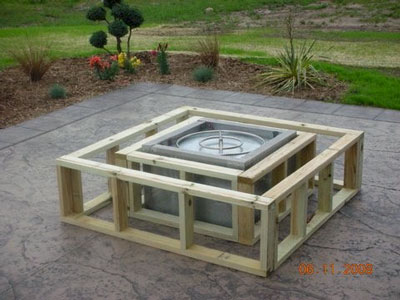 wood frame construction for fire pits