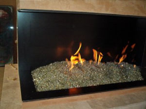 fire glass custom fireplace