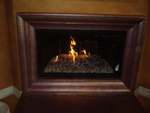 fireplace surround with fireglass