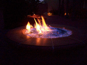 Burning fire glass fire pit